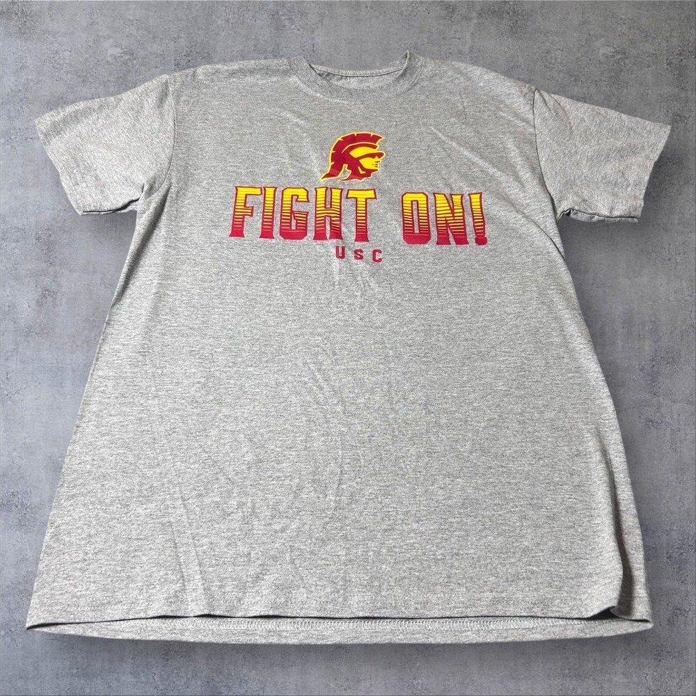 NEW USC Trojans Fight On Graphic T Shirt University of Southern California Gray